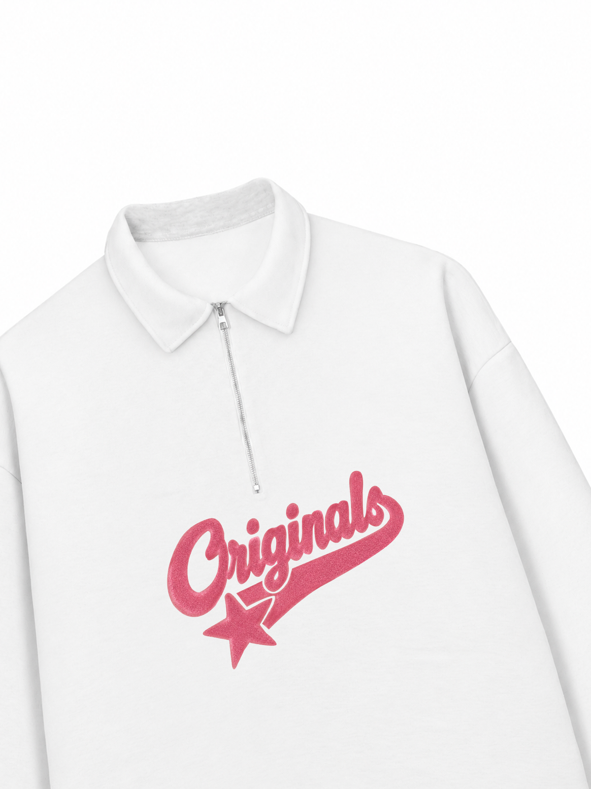 Áo Sweater Polo Nỉ Hai Da Pink Retro Originals Logo