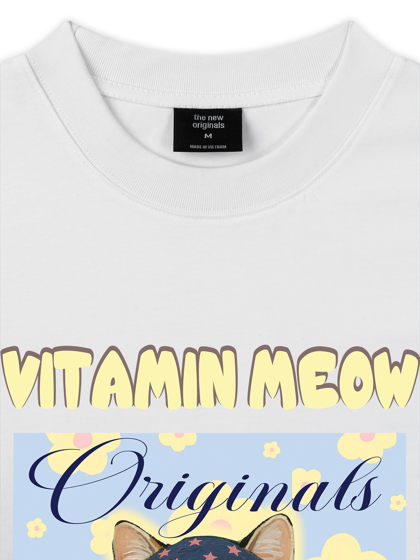 Áo Thun Relaxed Fit Cutie Vitamin Meow Yellow Flower
