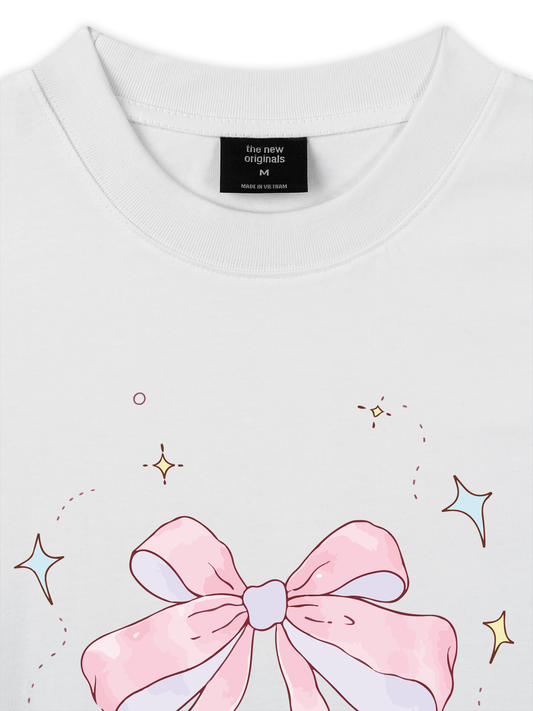 Áo Thun Relaxed Fit Cute Girl Pink Bow Bunny