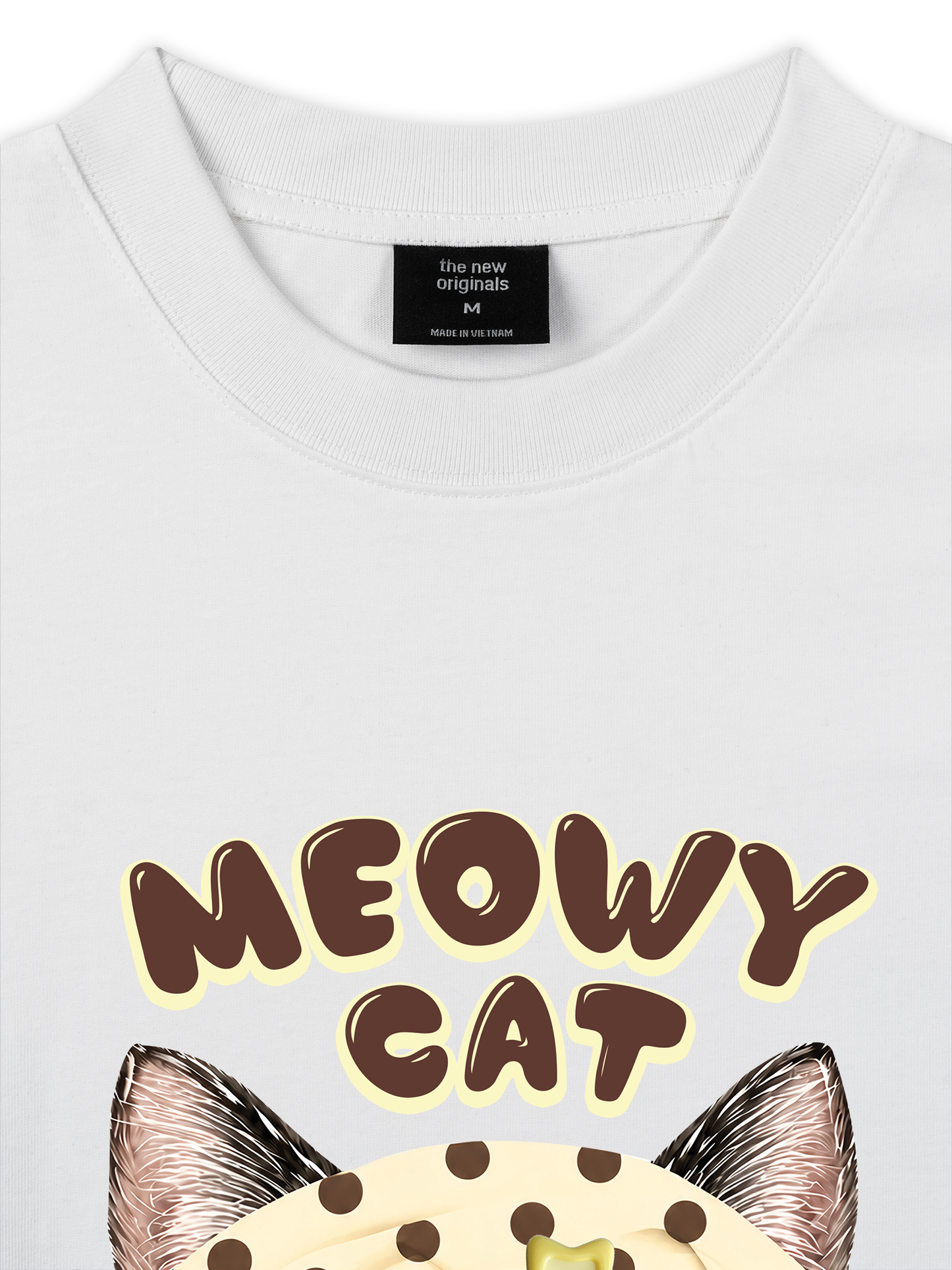 Áo Thun Relaxed Fit  Meowy Cat Cream