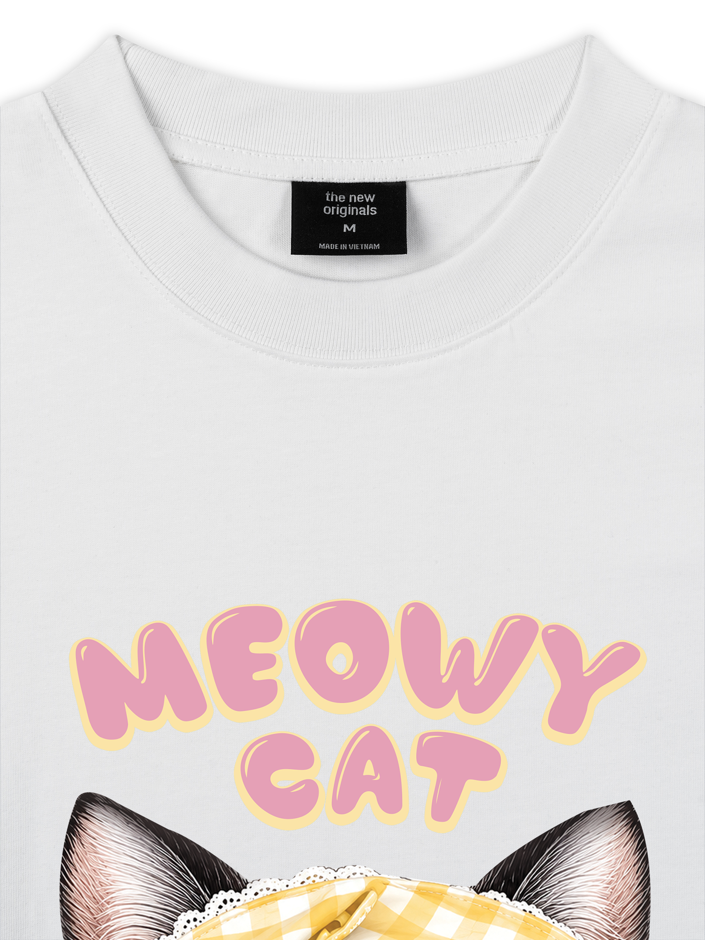 Áo Thun Relaxed Fit Meowy Cat Yellow Plaid