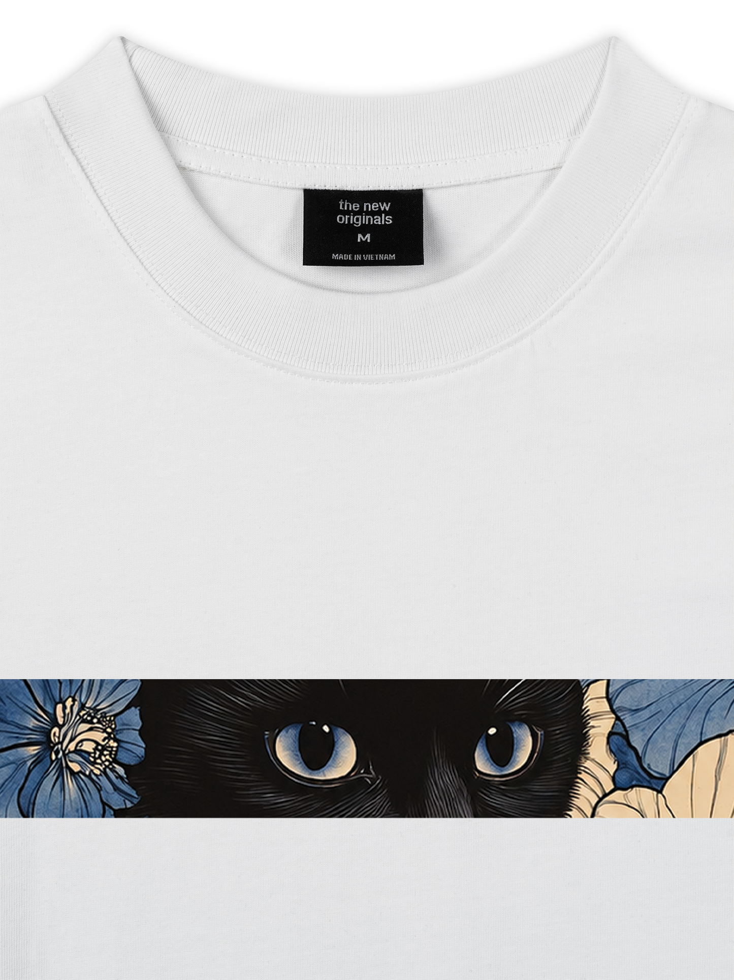 Áo Thun Relaxed Fit Blue Flower Cat