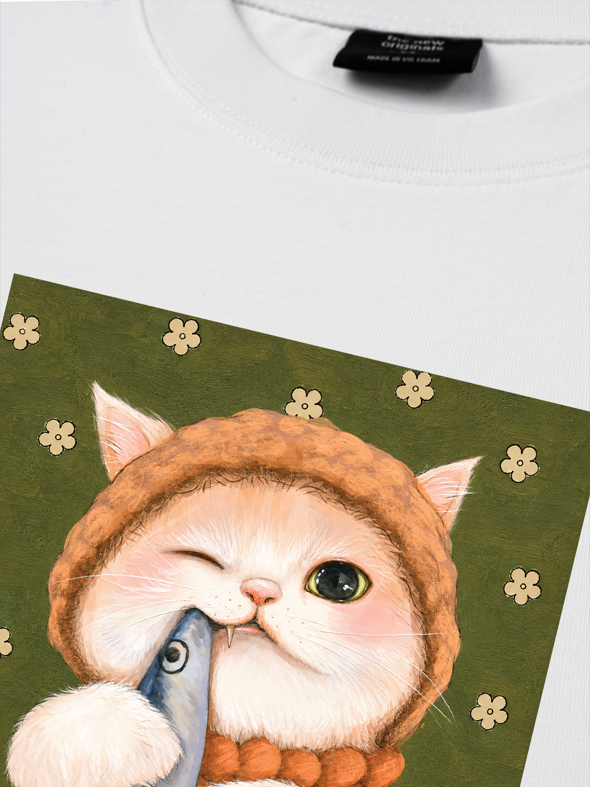 Áo Thun Relaxed Fit Green Fish Meow trước