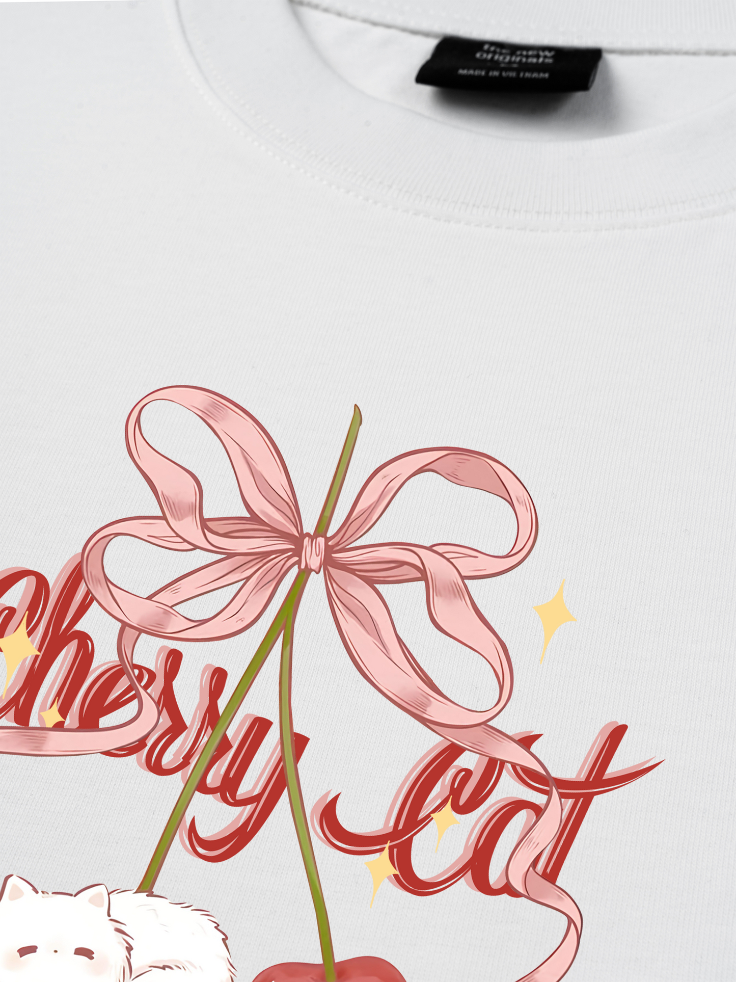 Áo Thun Relaxed Fit Daily Cuties Cherry Cat