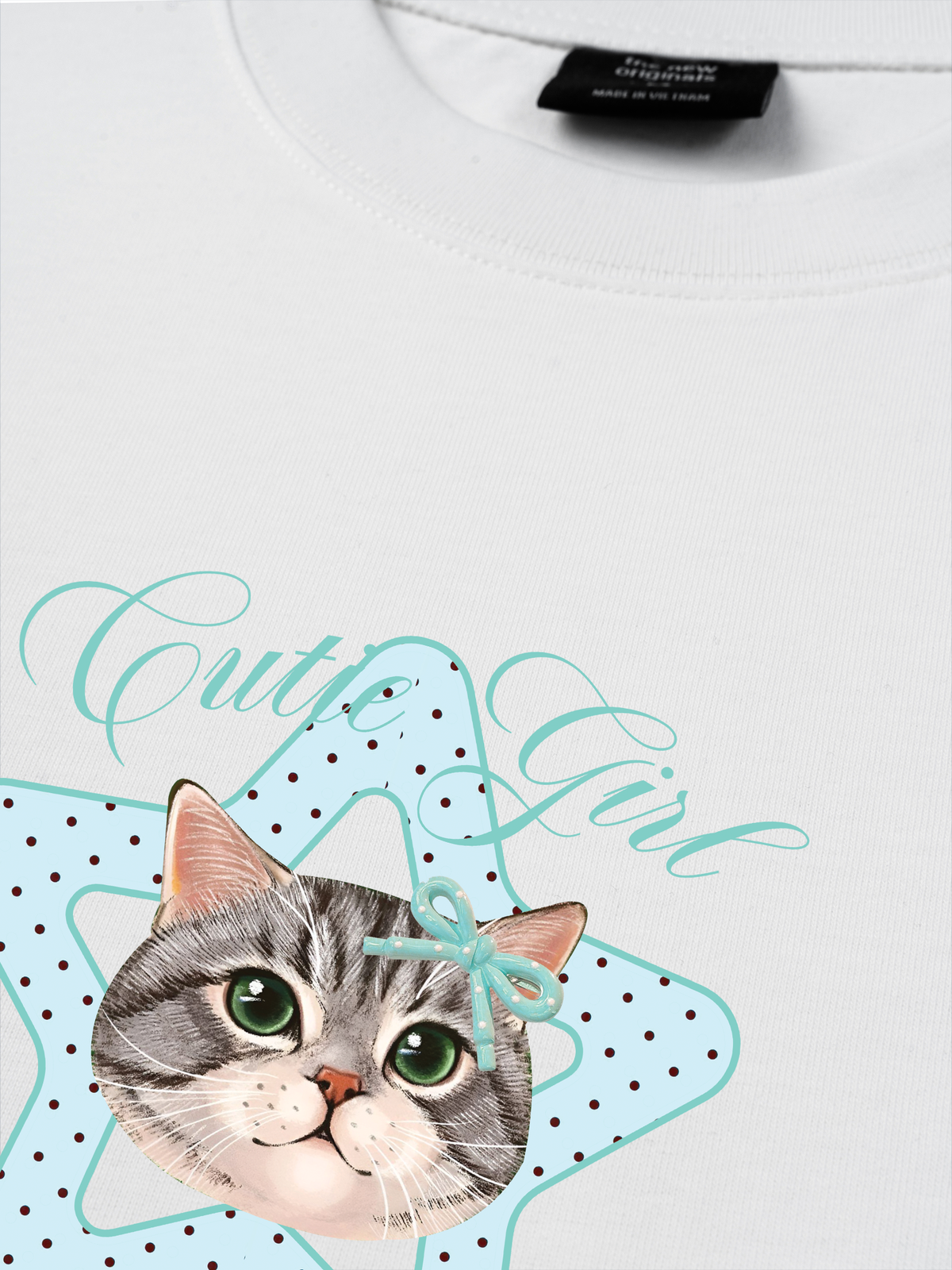 Áo Thun Relaxed Fit Cutie Girl Blue Tiffany