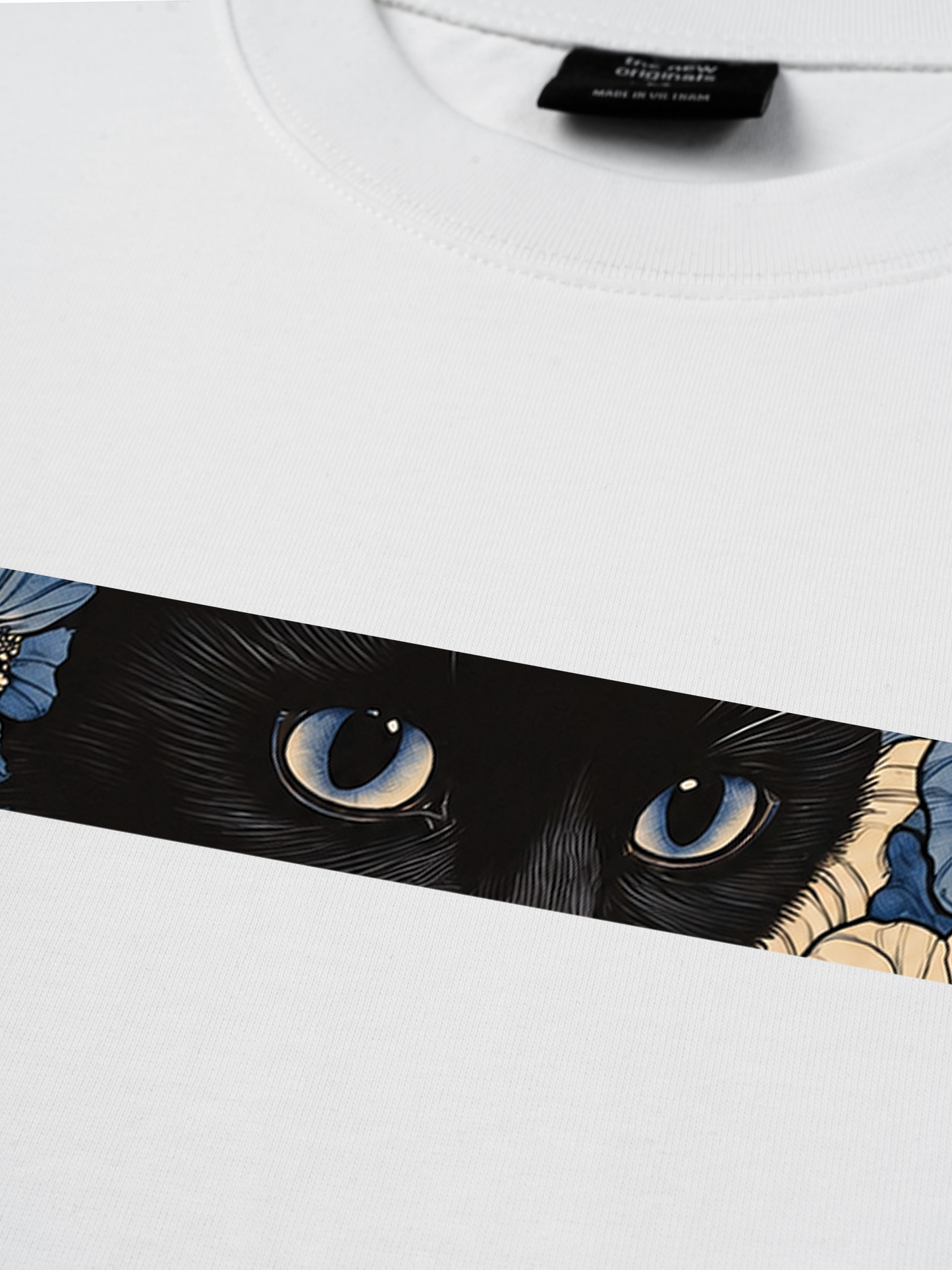 Áo Thun Relaxed Fit Blue Flower Cat