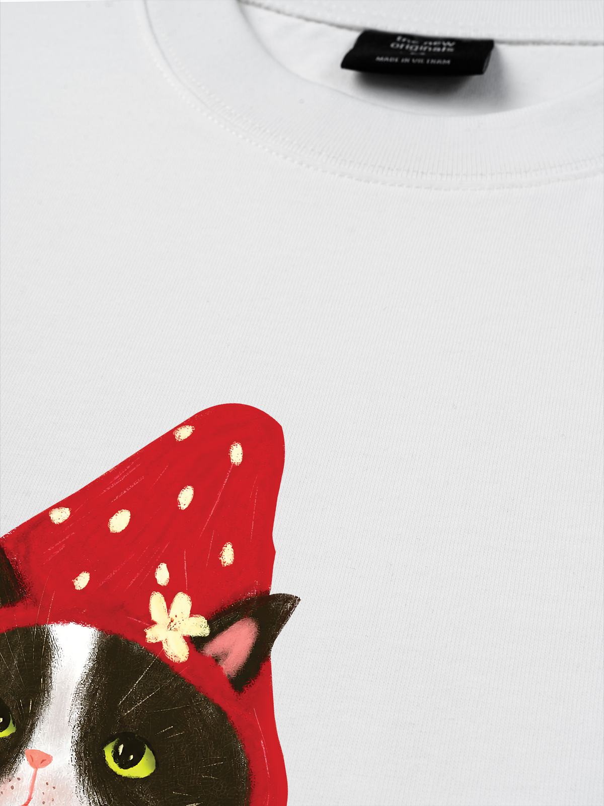 Áo Thun Relaxed Fit Strawberry Meow Kitten Day