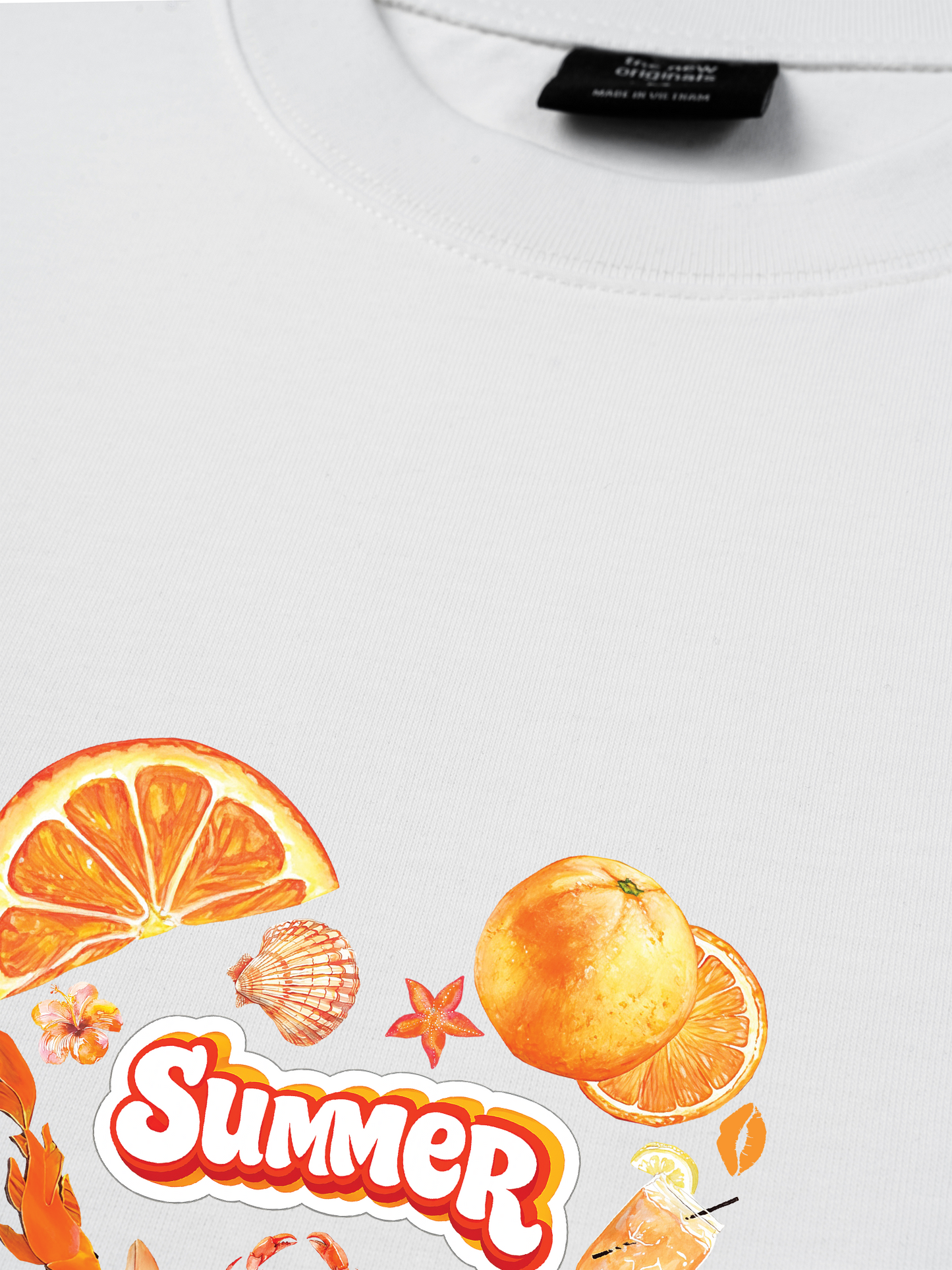Áo Thun Relaxed Fit Summer Vibes Heart Orange Summer