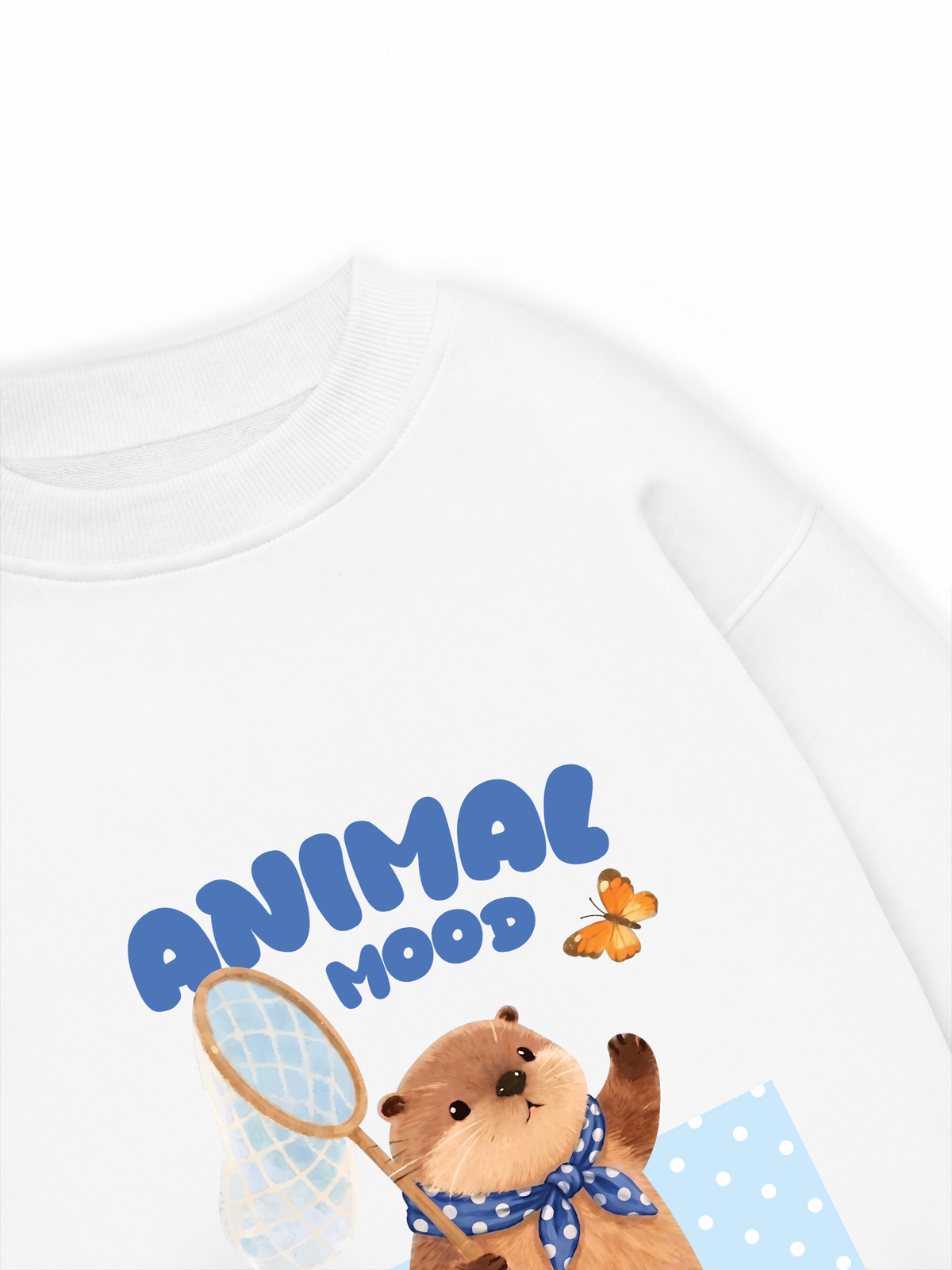 Áo Sweater Nỉ Hai Da Animal Beaver Catches Butterflies