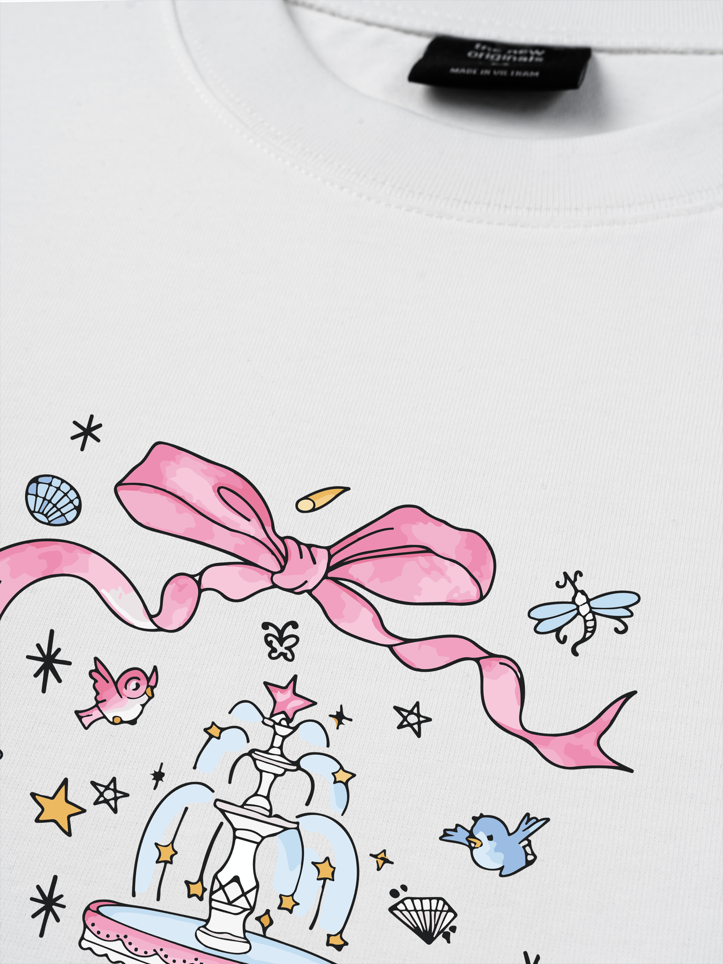 Áo Thun Relaxed Fit Cute Girl Pink Bow And Animal