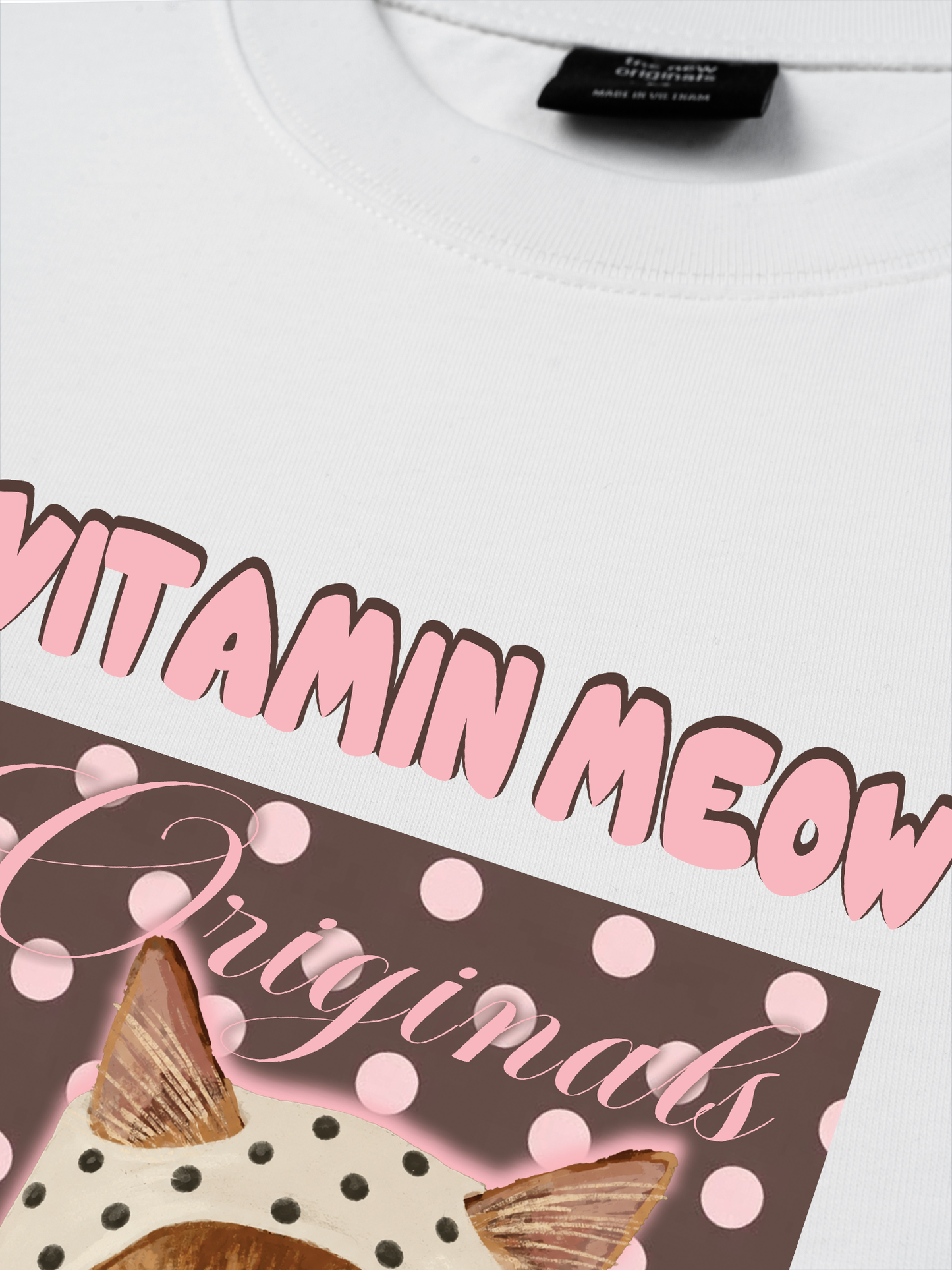 Áo Thun Relaxed Fit  Pink Dotty Vitamin Meow
