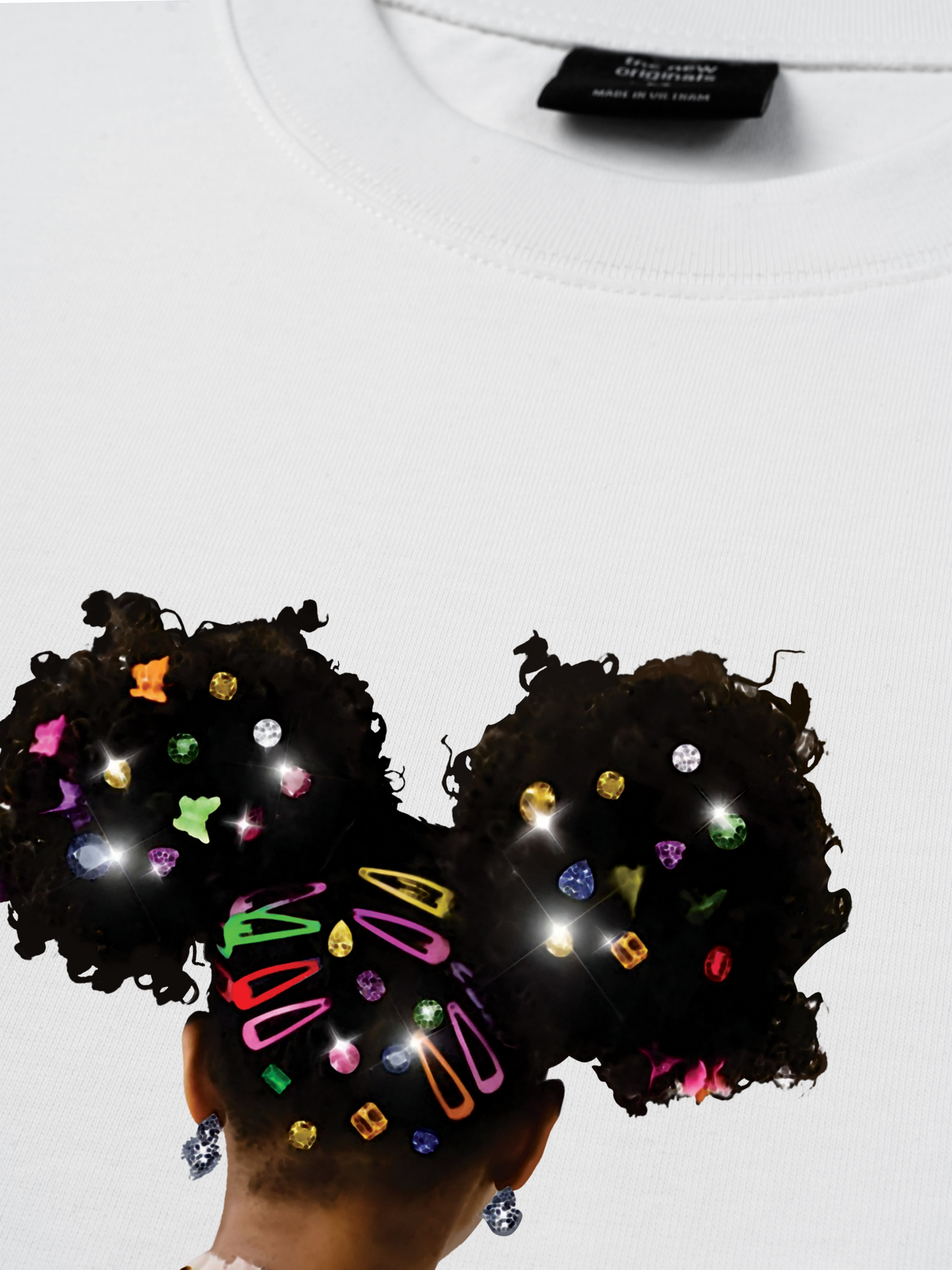 Áo Thun Relaxed Fit Colorful Diamond Hairpin Afro Girl