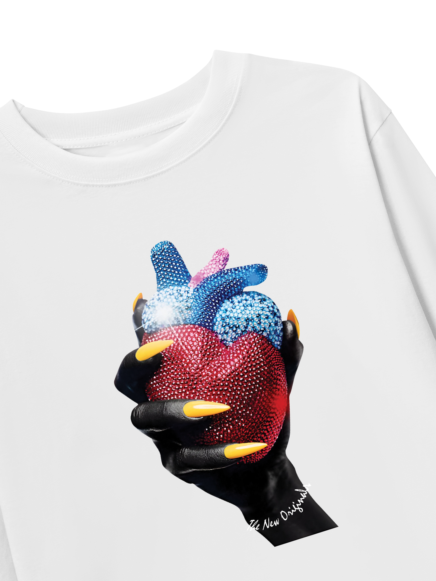 Áo Thun Dài Tay Handheld Colorful Rhinestone Art Heart