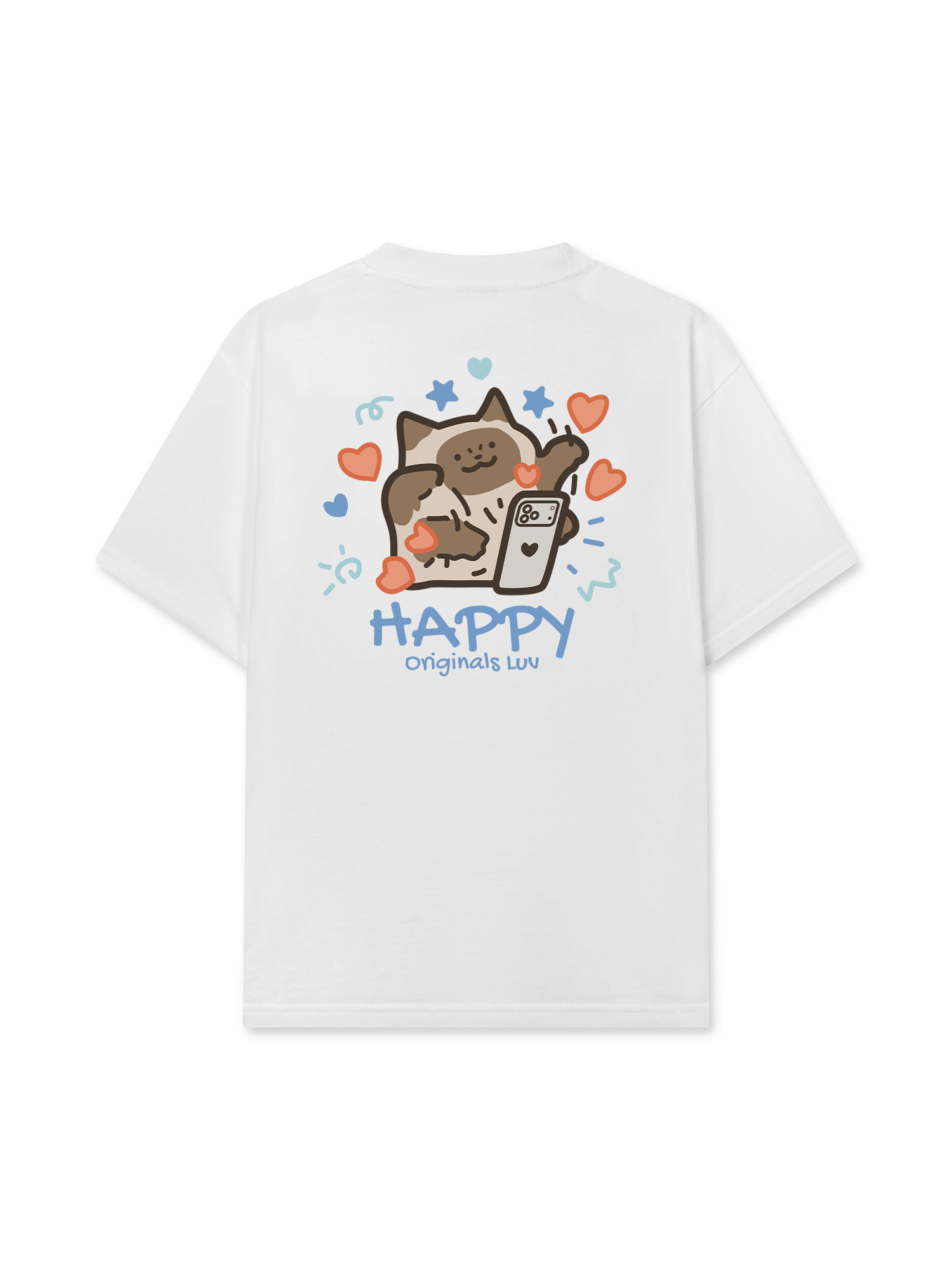 Áo Thun Relaxed Fit Happy Luv Cat Couple
