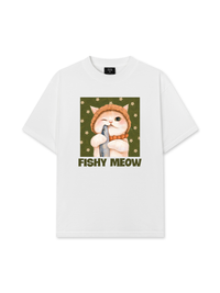 Áo Thun Relaxed Fit Green Fish Meow trước