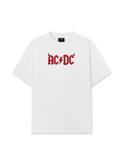 Áo Thun Relaxed Fit Music Rock AC DC Hell Logo Basic
