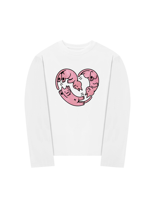 Áo Thun Dài Tay  Meow Meow Heart