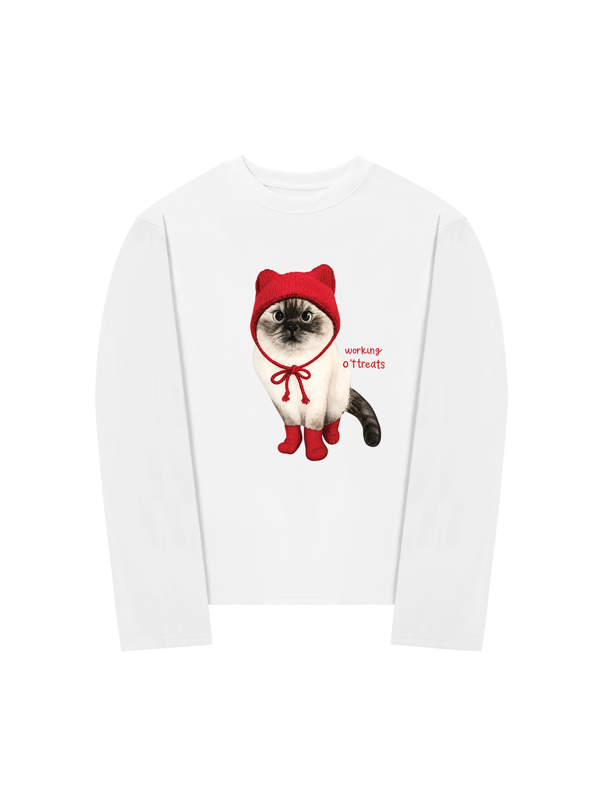 Áo Thun Dài Tay Working O'ttreats Red Meow