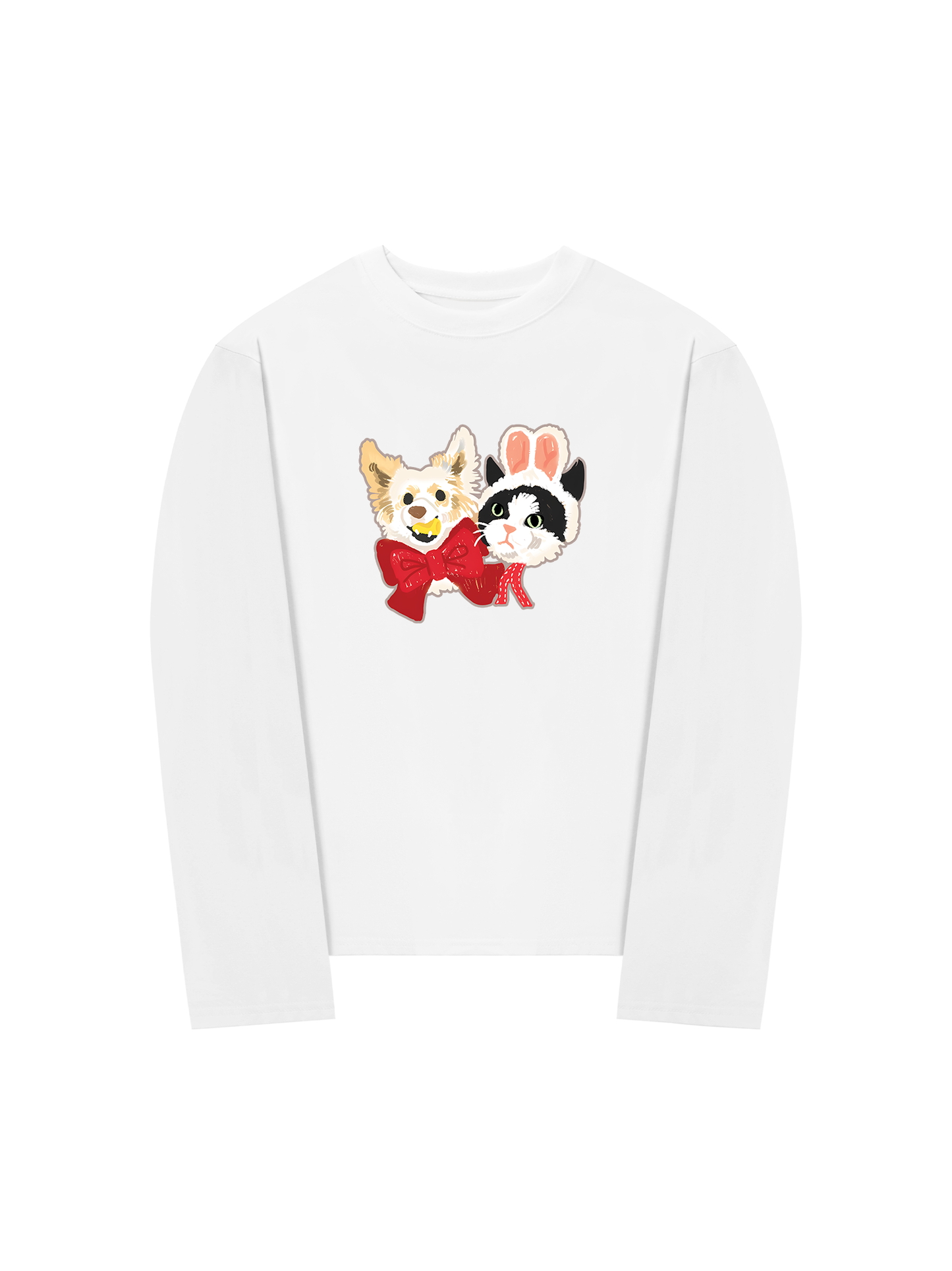 Áo Thun Dài Tay Animal Mood Bestie Puppy And Meow