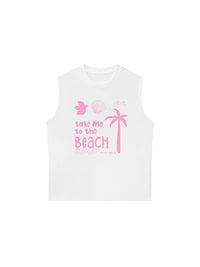 Áo Ba Lỗ Relaxed Fit Take Me To The Beach Pink