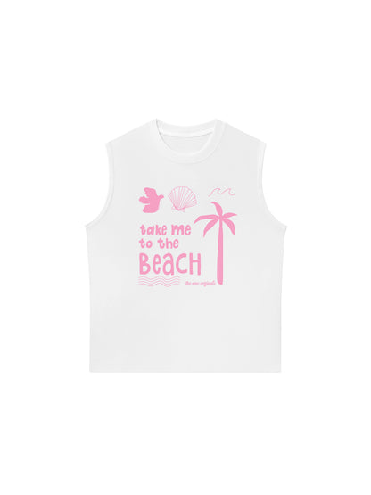 Áo Ba Lỗ Relaxed Fit Take Me To The Beach Pink