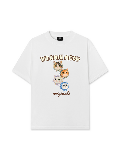 Áo Thun Relaxed Fit Four Cat Vitamin Meow