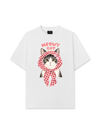 Áo Thun Relaxed Fit Meowy Cat Pink Plaid