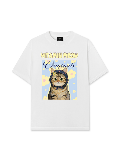 Áo Thun Relaxed Fit Cutie Vitamin Meow Yellow Flower