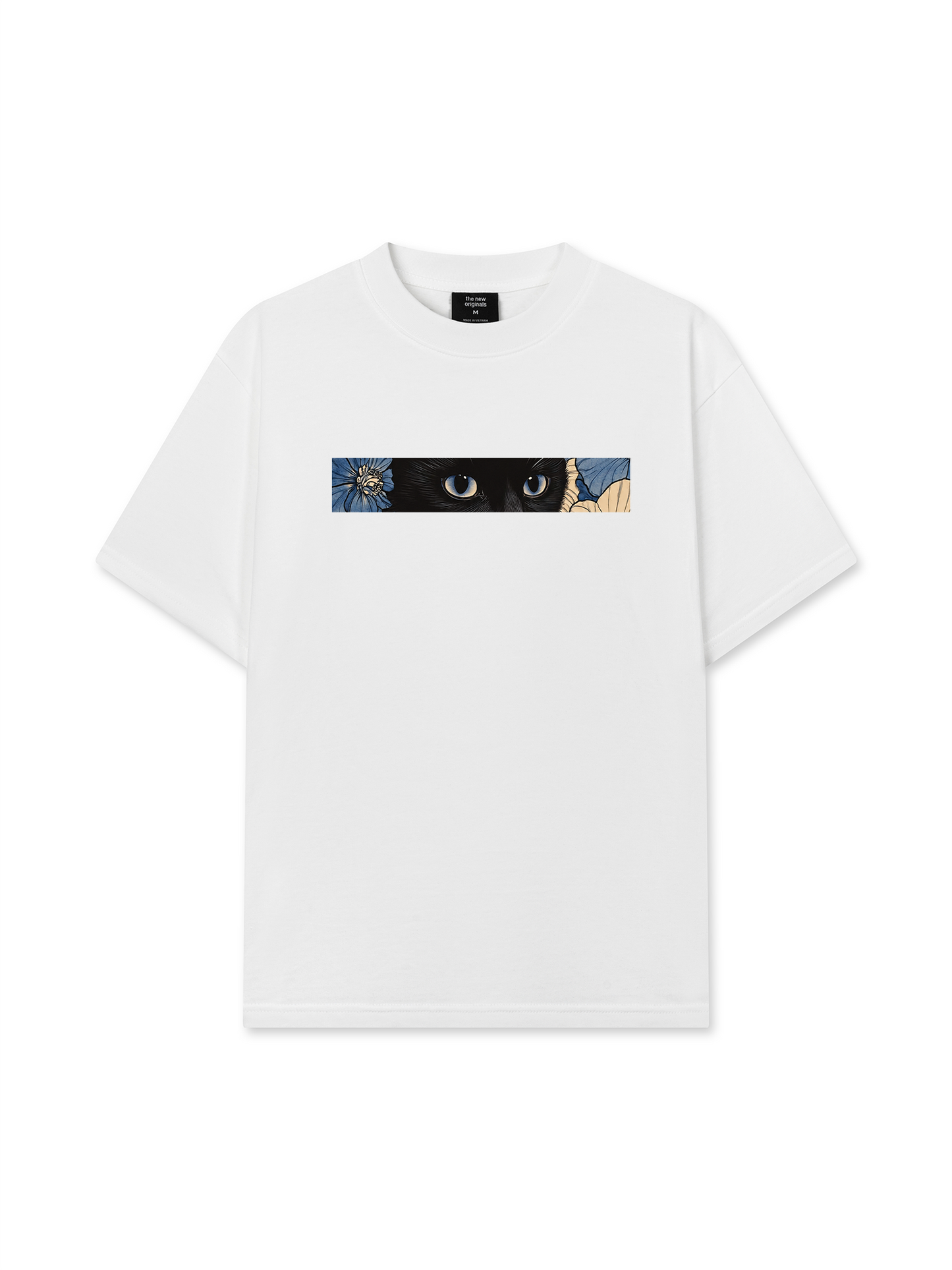 Áo Thun Relaxed Fit Blue Flower Cat