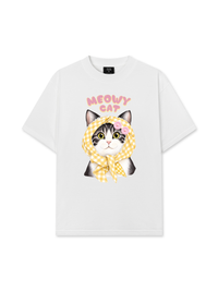 Áo Thun Relaxed Fit Meowy Cat Yellow Plaid