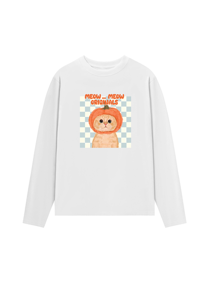 Áo Thun Dài Tay Animal Meow Pumpkin