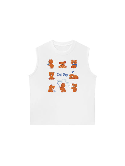 Áo Ba Lỗ Relaxed Fit Teddy Land Teddy Chill Day