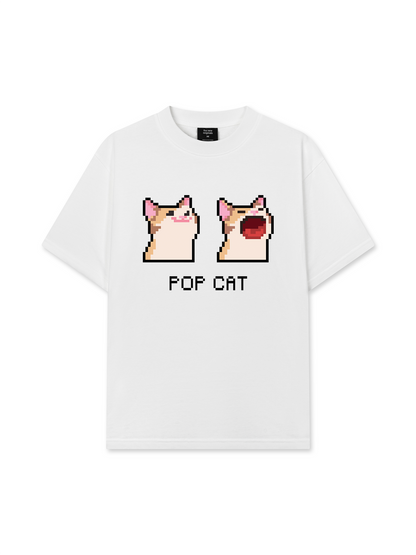 Áo Thun Relaxed Fit Pixel Universe Pop Cat