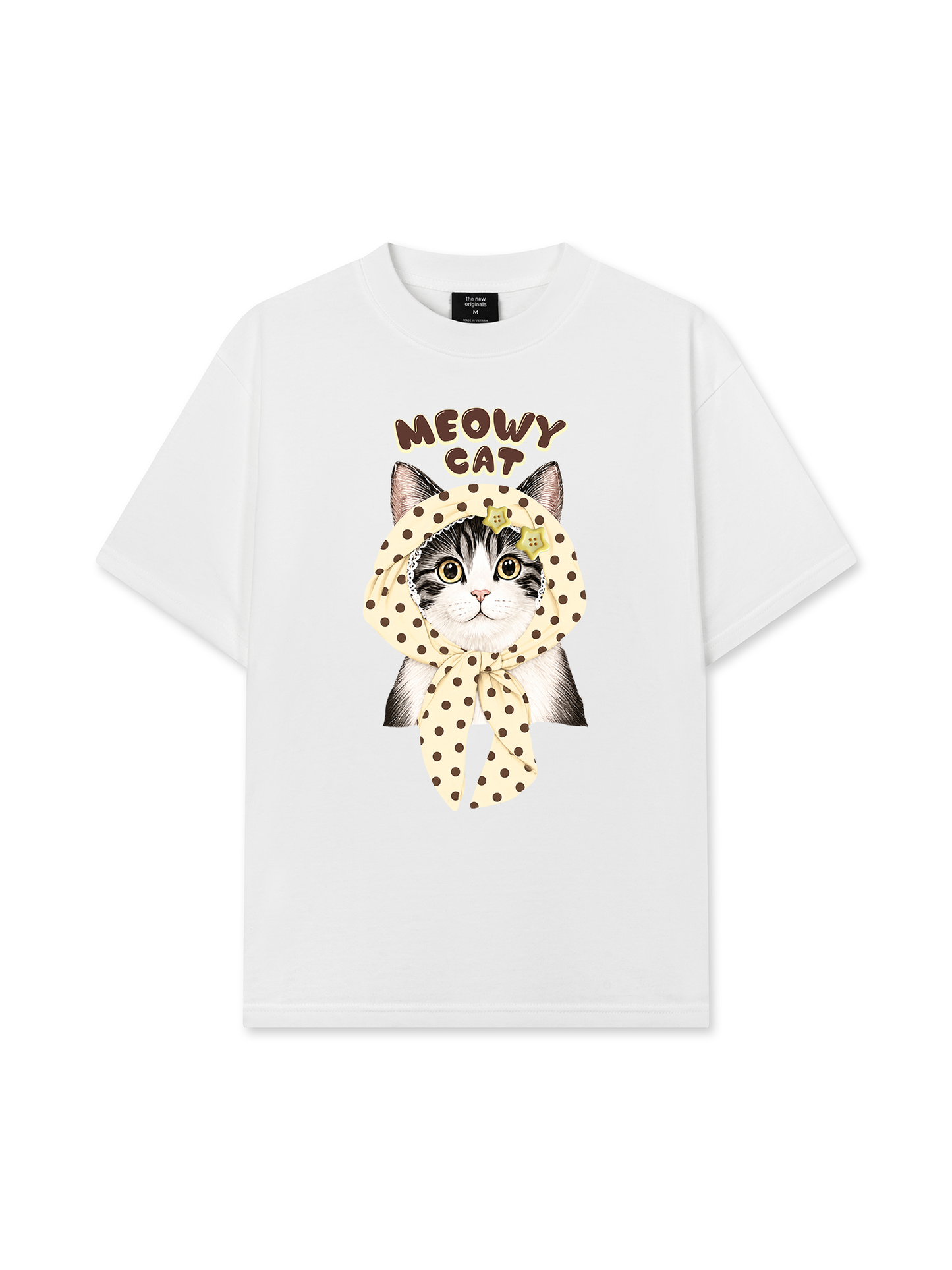 Áo Thun Relaxed Fit  Meowy Cat Cream