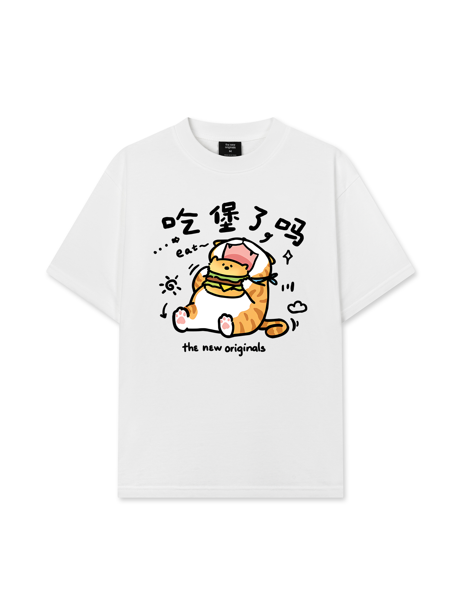 Áo Thun Relaxed Fit Sweet Pastry Cute Meow With Burger