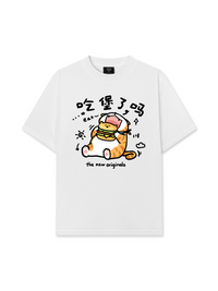 Áo Thun Relaxed Fit Sweet Pastry Cute Meow With Burger