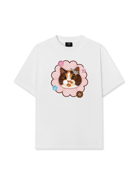 Áo Thun Relaxed Fit Cute Pink Flower Cat