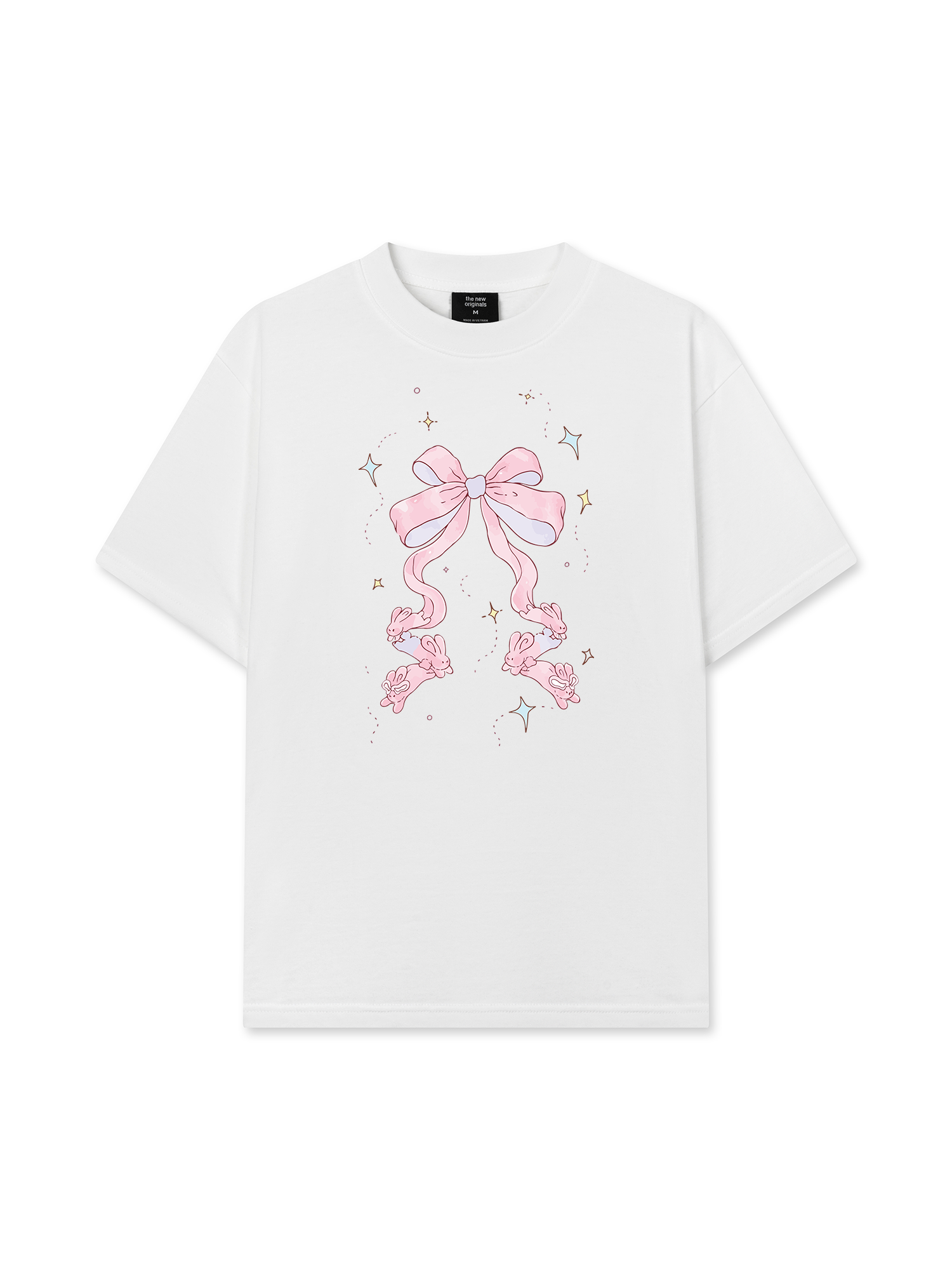 Áo Thun Relaxed Fit Cute Girl Pink Bow Bunny