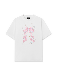 Áo Thun Relaxed Fit Cute Girl Pink Bow Bunny