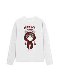Áo Thun Dài Tay  Meowy Cat Red Xmas Plaid