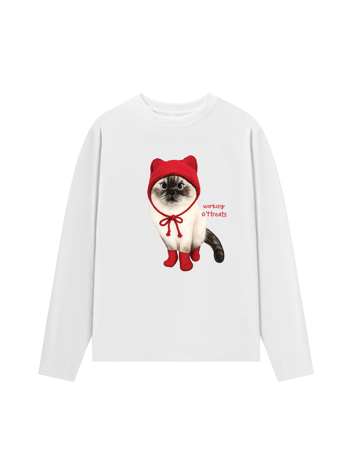 Áo Thun Dài Tay Working O'ttreats Red Meow