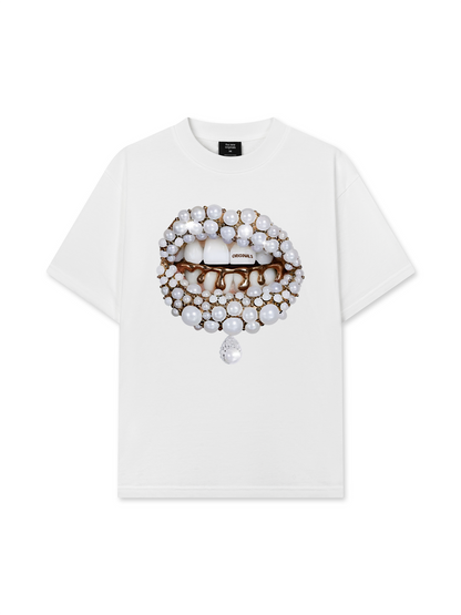 Áo Thun Relaxed Fit Art Pearl Lip Black