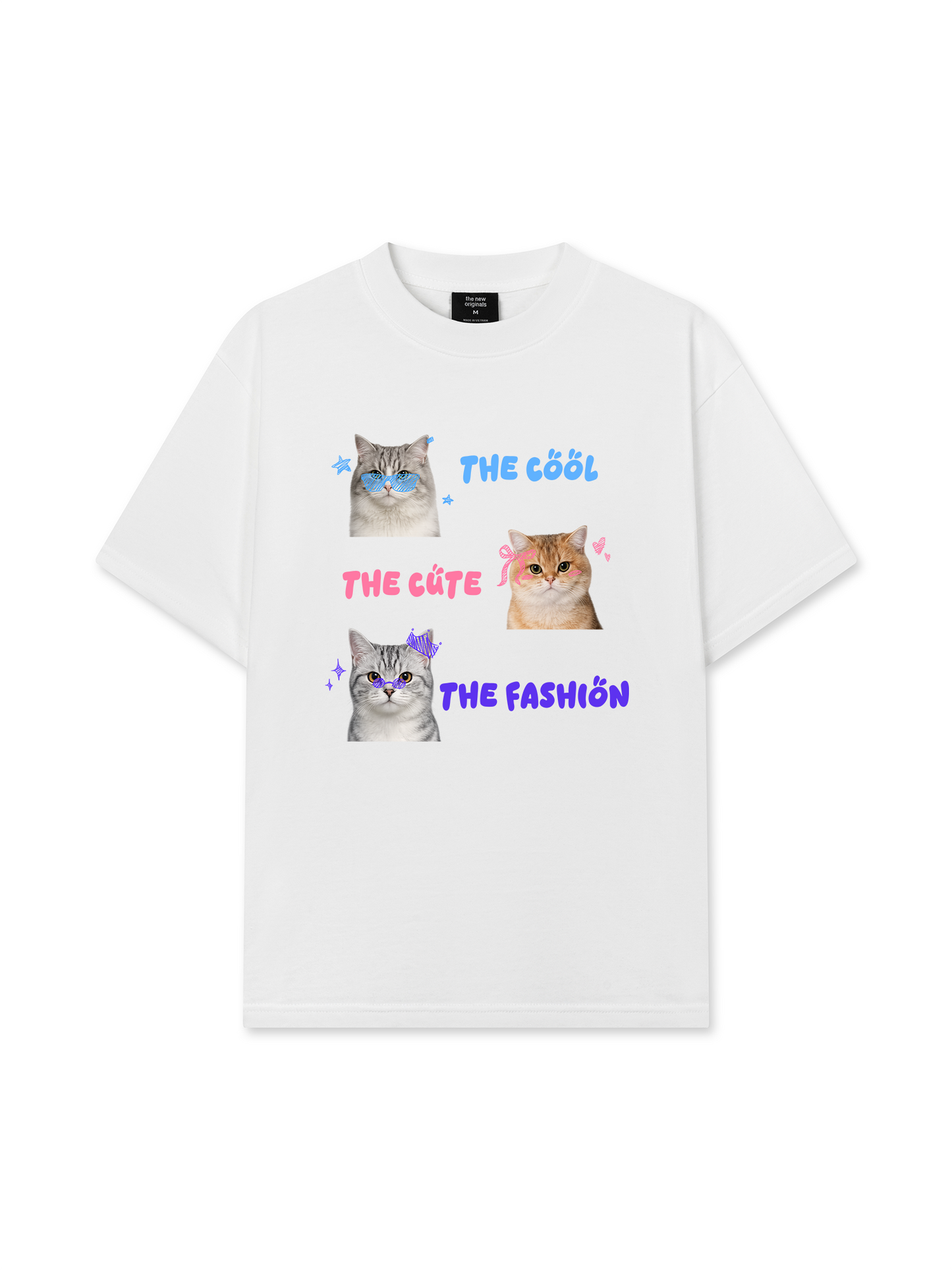Áo Thun Relaxed Fit Daily Cuties Trio Cat