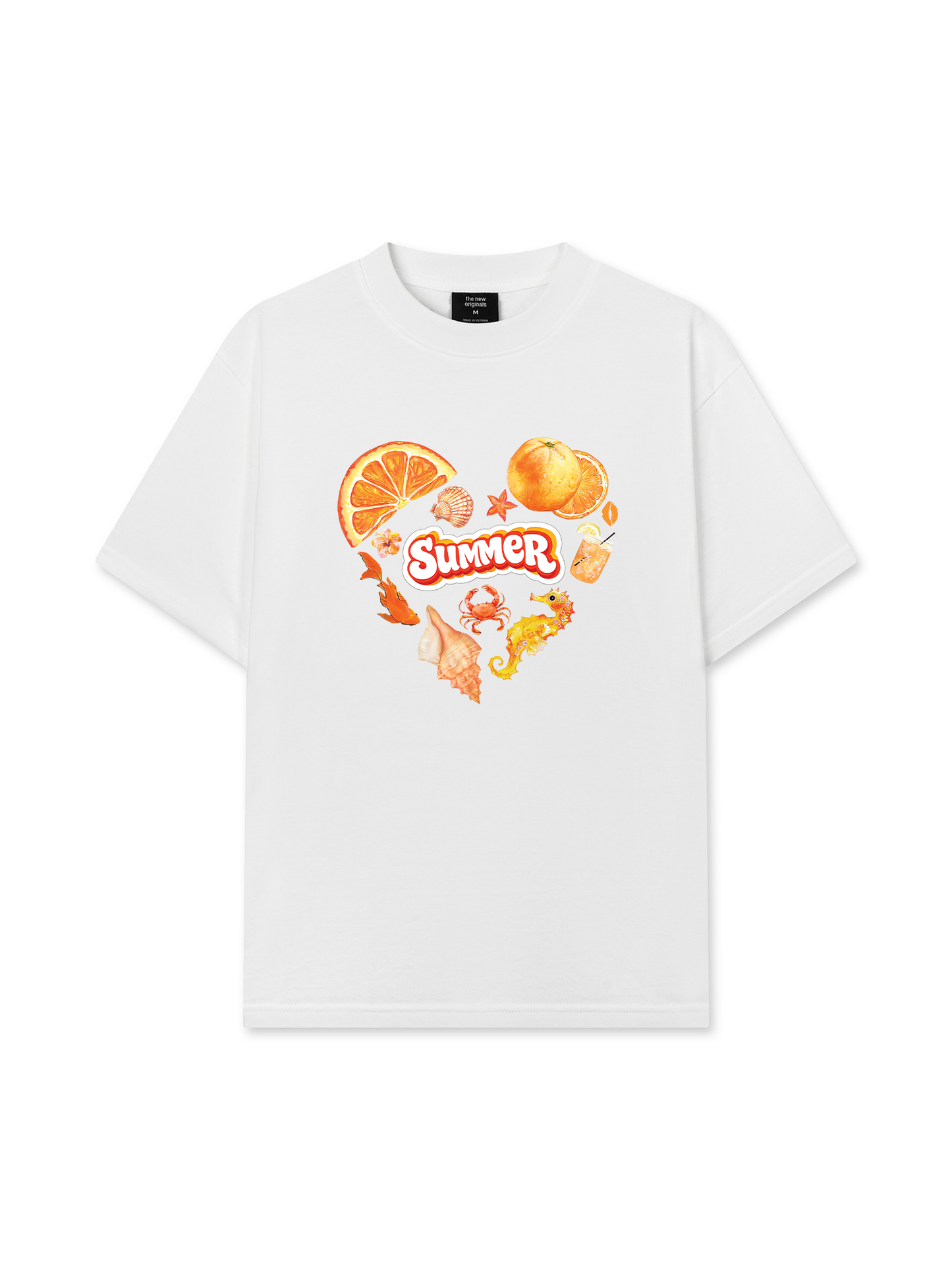 Áo Thun Relaxed Fit Summer Vibes Heart Orange Summer