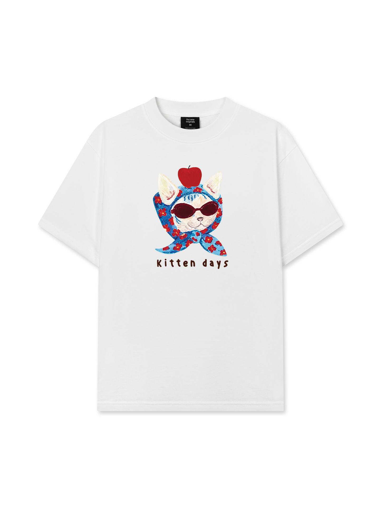 Áo Thun Relaxed Fit Kitten Day Meow With Apple