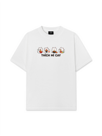 Áo Thun Relaxed Fit Thích Mì Cay-Mèo Trắng