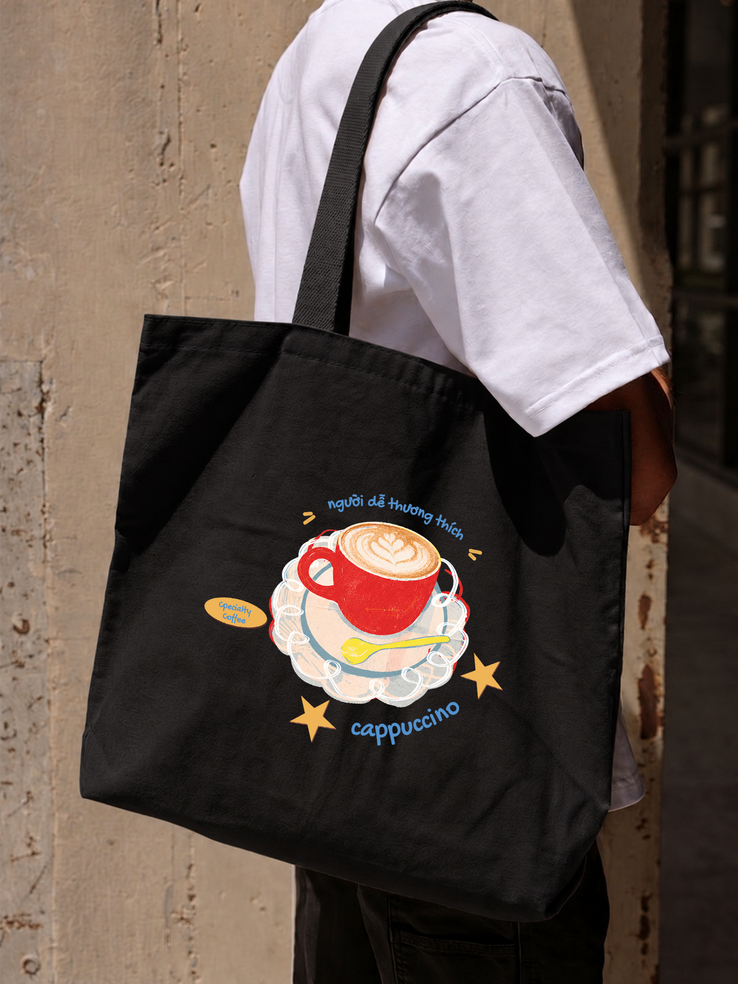 Túi Tote Người Dễ Thương Thích Cappuchino