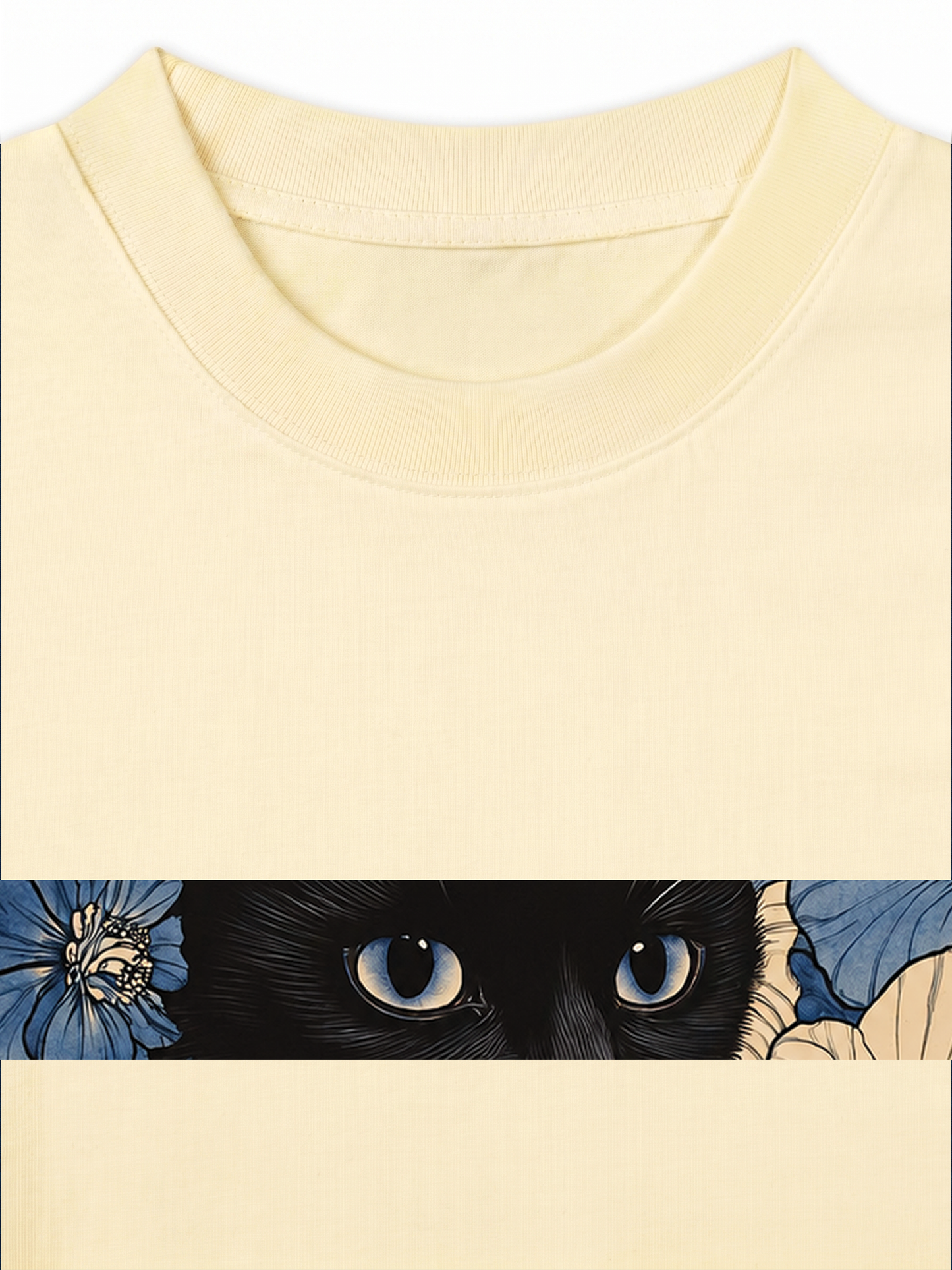 Áo Thun Relaxed Fit Blue Flower Cat