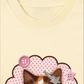 Áo Thun Relaxed Fit Cute Pink Flower Cat