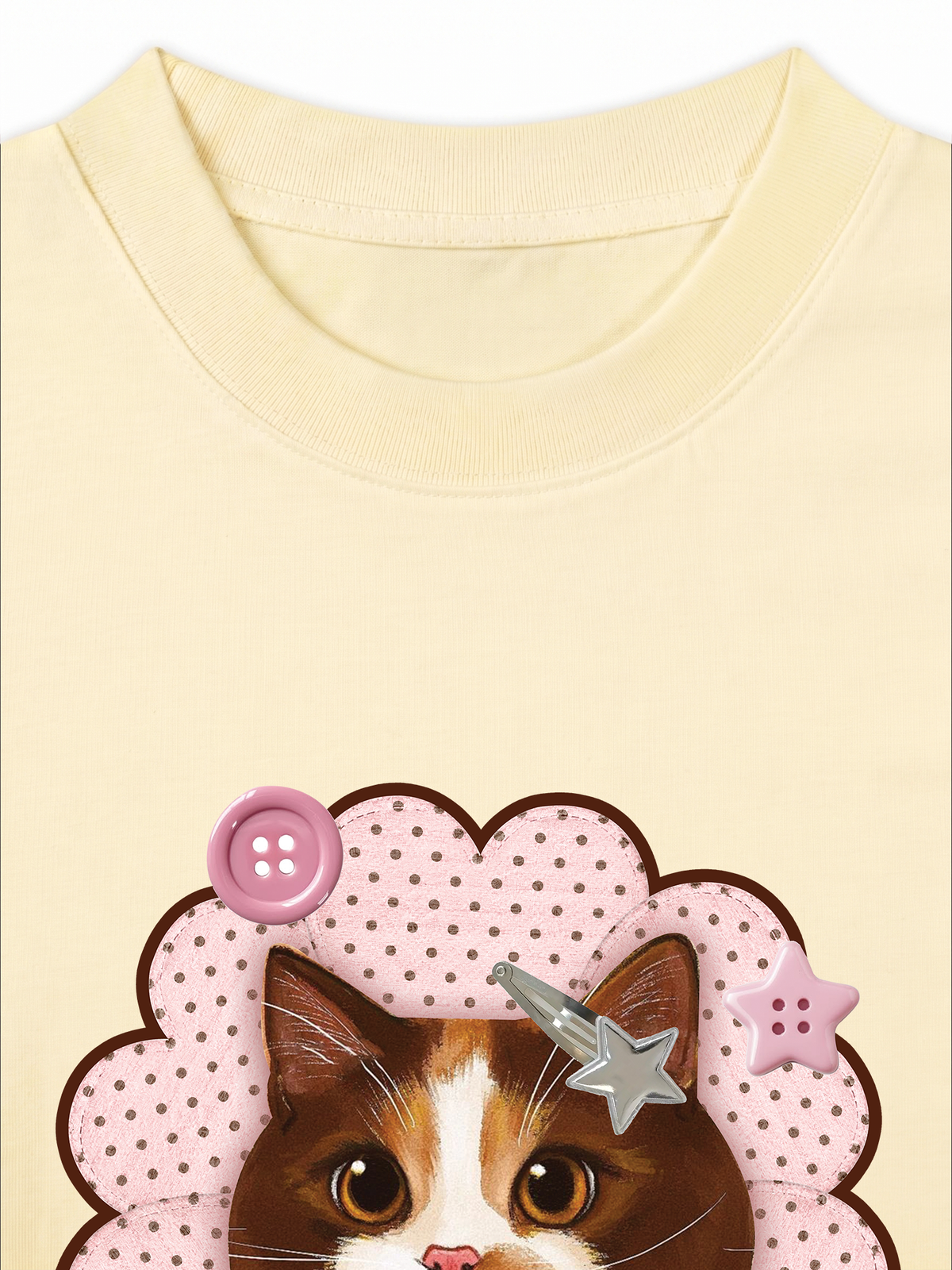 Áo Thun Relaxed Fit Cute Pink Flower Cat